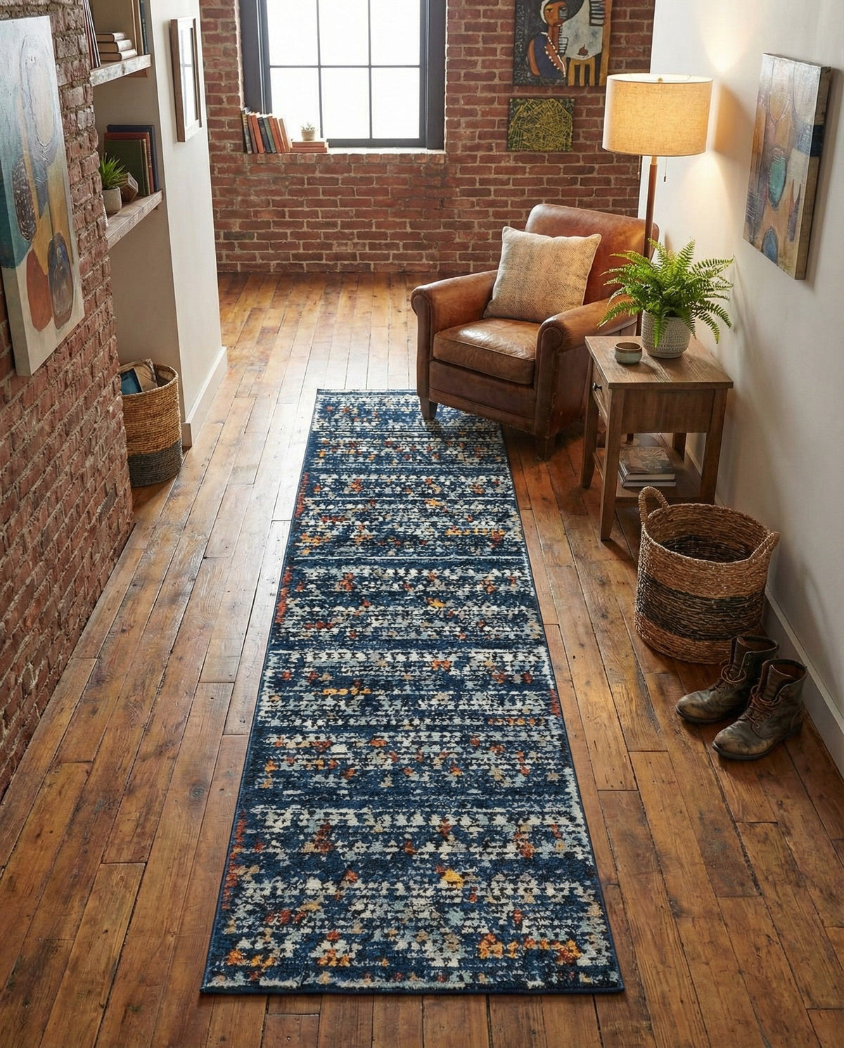 Tangier Treasures Collection Area Rug -  Marrakech Runner Navy Blue  lifestyle 144