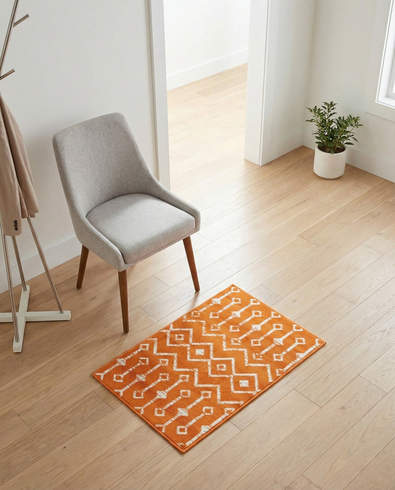 Marrakech Lattice Collection Area Rug - Medina (Orange) Rectangle Orange  lifestyle 21