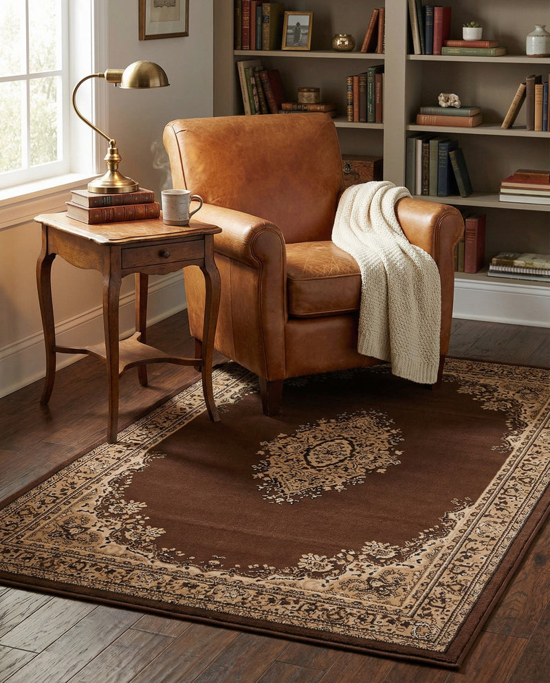Tabriz Tapestry Collection Area Rug - Azerbaijan (Brown) Rectangle Brown  lifestyle 21