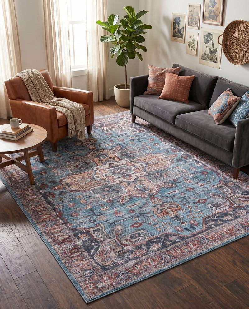 Zahara Oasis Collection Area Rug -  Casablanca Rectangle Blue  lifestyle 5