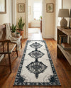 Heritage Elegance Collection Area Rug -  Winterthur (Black and White) Runner Black and White  lifestyle 33
