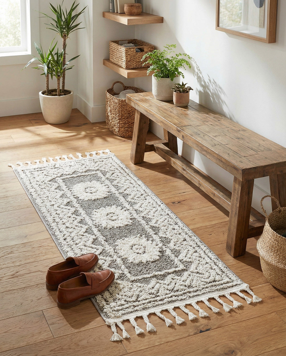 Sahara Chic Collection Area Rug -  Tangier Runner Gray  lifestyle 186