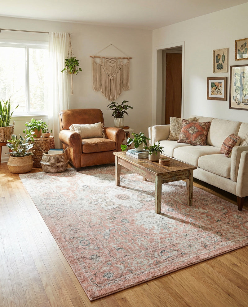 Parisian Elegance Collection Area Rug - Versailles (Rose Pink) Rectangle Rose Pink  lifestyle 27