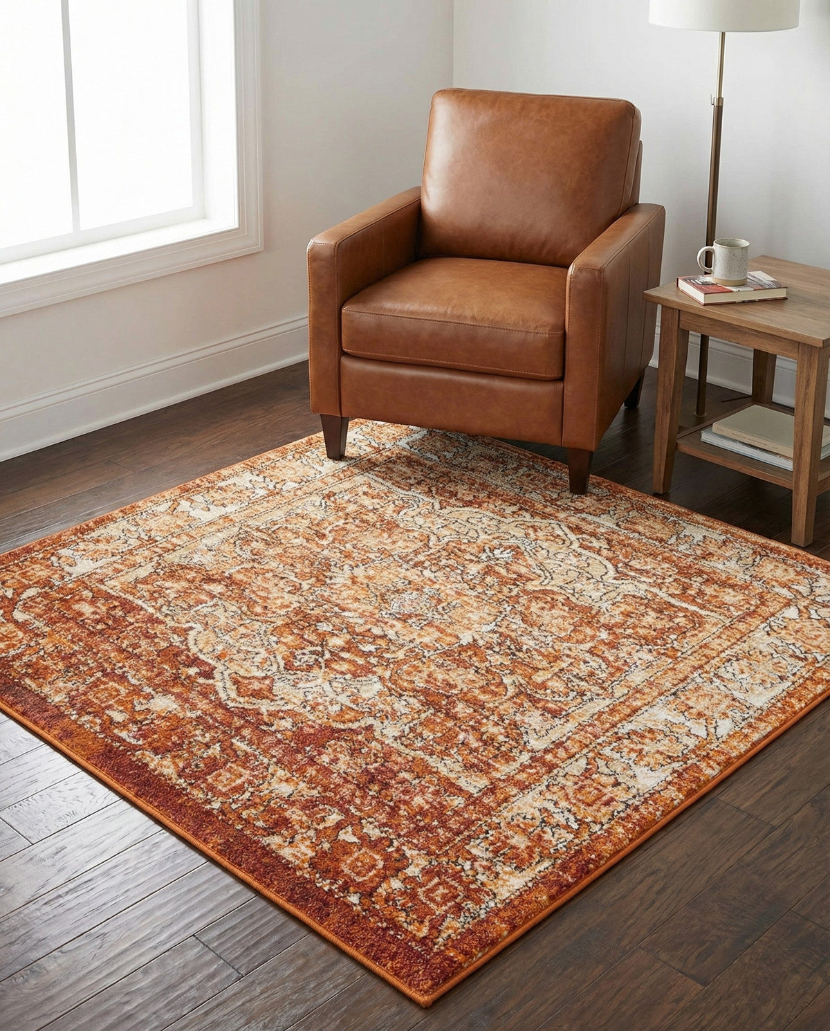 Savannah Soiree Collection Area Rug -  Everglade (Rust Red) Square Rust Red  lifestyle 81