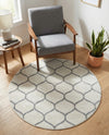 Trellis Mosaic Collection Area Rug -  Pergolatown (Ivory) Round Ivory  lifestyle 89
