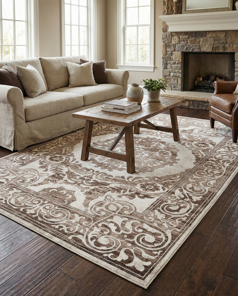 Sanctuary Retreat Collection Area Rug -  Enclave Rectangle Chocolate Brown  lifestyle 41