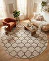 Lattice Gardens Collection Area Rug -  Bloomfield (Beige and Light Brown) Round Beige and Light Brown  lifestyle 79