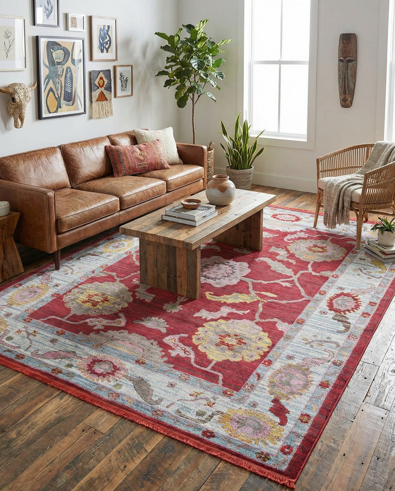 Arcadia Rugs Collection Area Rug - Eden (Red) Rectangle Red  lifestyle 4