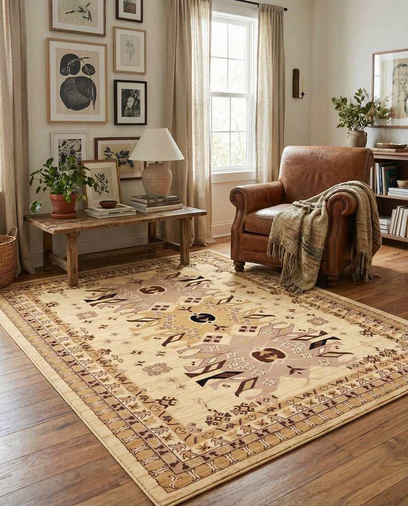 Tabriz Tapestries Collection Area Rug - Azerbaijan (Ivory) Rectangle Ivory  lifestyle 24