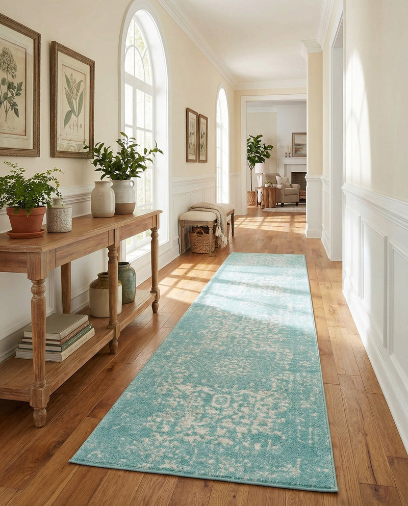 Georgetown Rugs Collection Area Rug - Dupont (Aqua) Runner Aqua  lifestyle 71