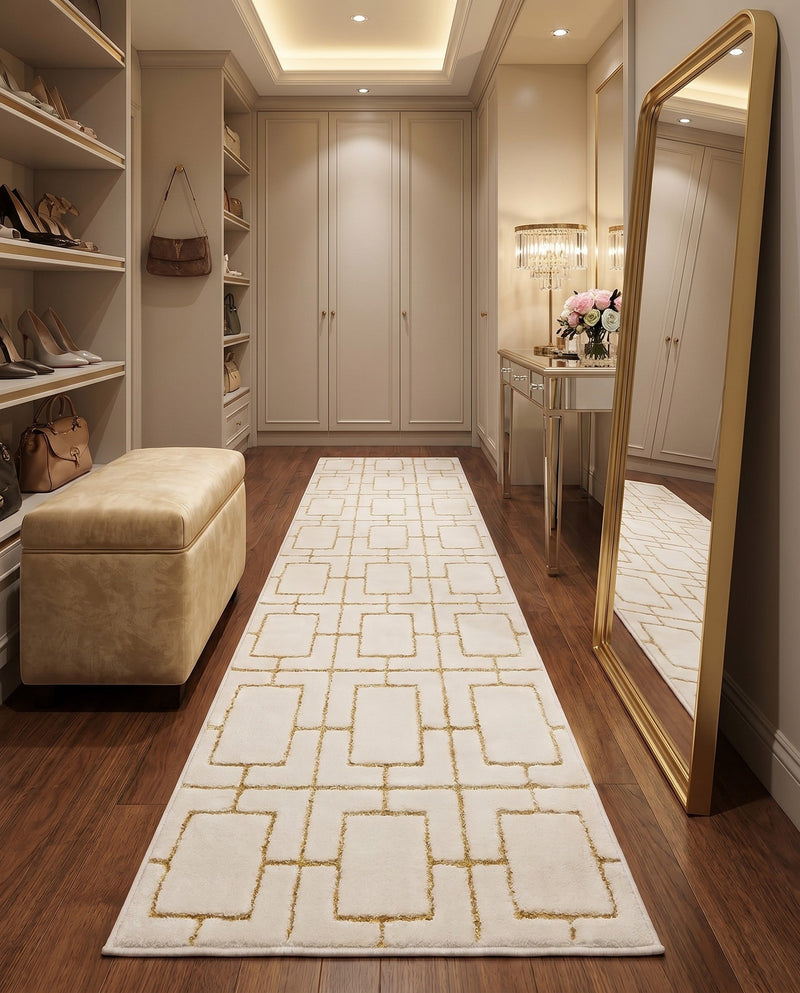 Hollywood Luxe Collection Area Rug -  Beverly (White Gold) Runner White Gold  lifestyle 47