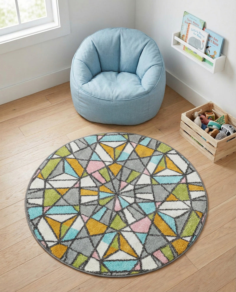 Wonder Tykes Collection Area Rug -  Chromatic Round Multi  lifestyle 37