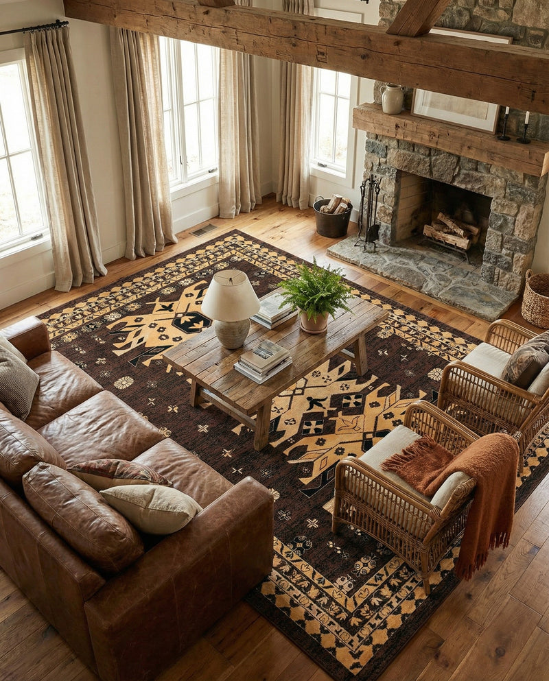 Tabriz Tapestries Collection Area Rug - Azerbaijan (Brown) Rectangle Brown  lifestyle 15