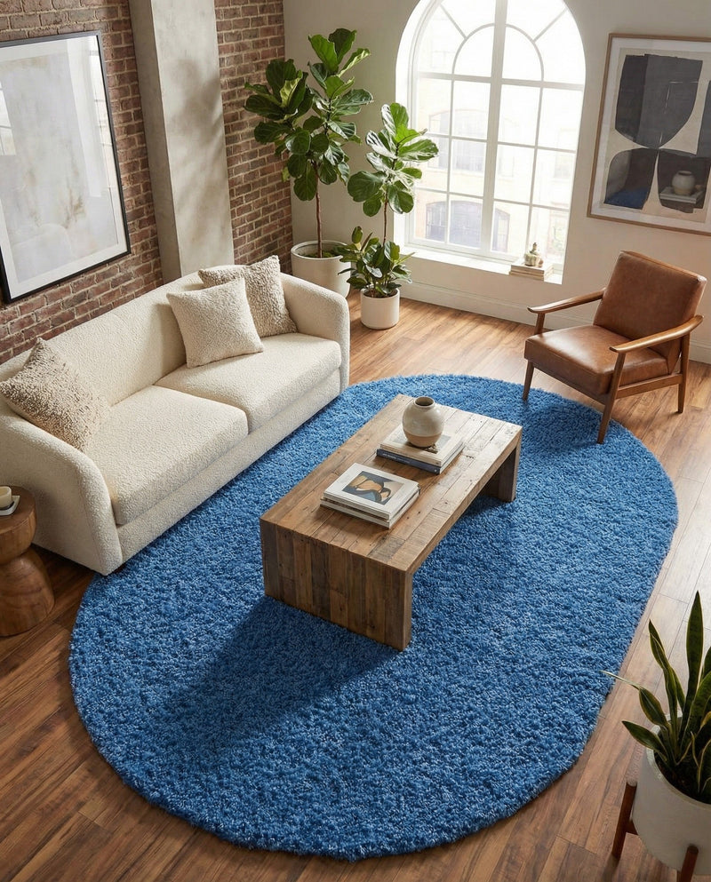 Plush Oasis Collection Area Rug - Serenity (Periwinkle Blue) Oval Periwinkle Blue  lifestyle 83