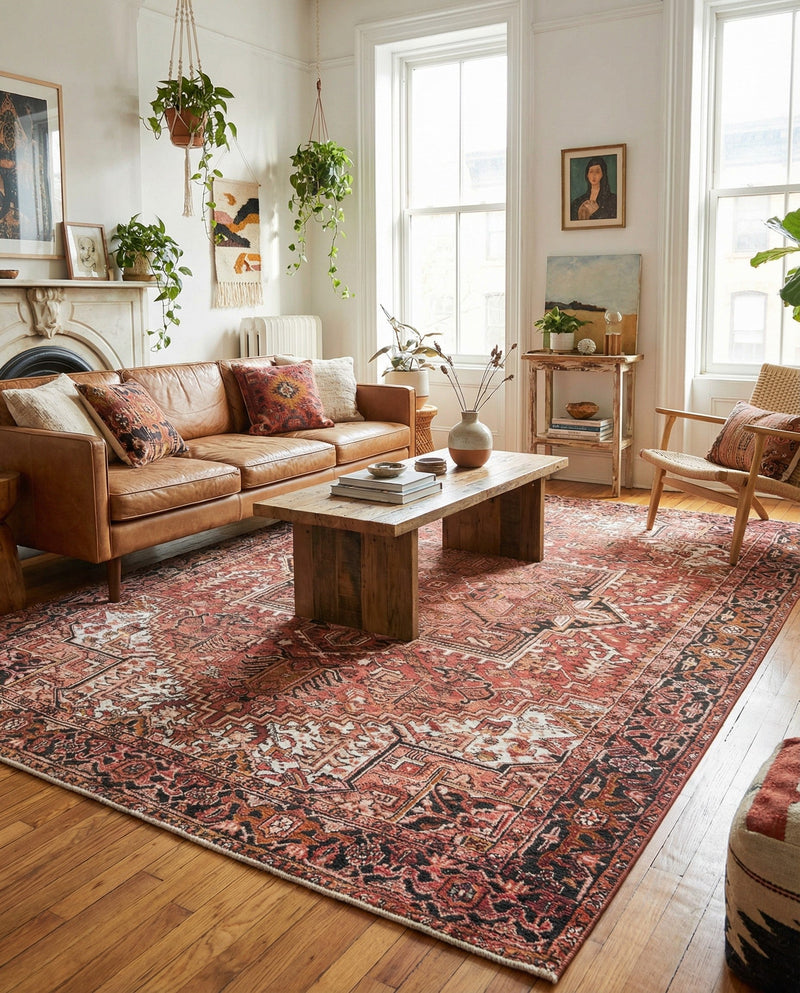 Bazaar Chic Collection Area Rug -  Essaouira Rectangle Rust Red  lifestyle 22