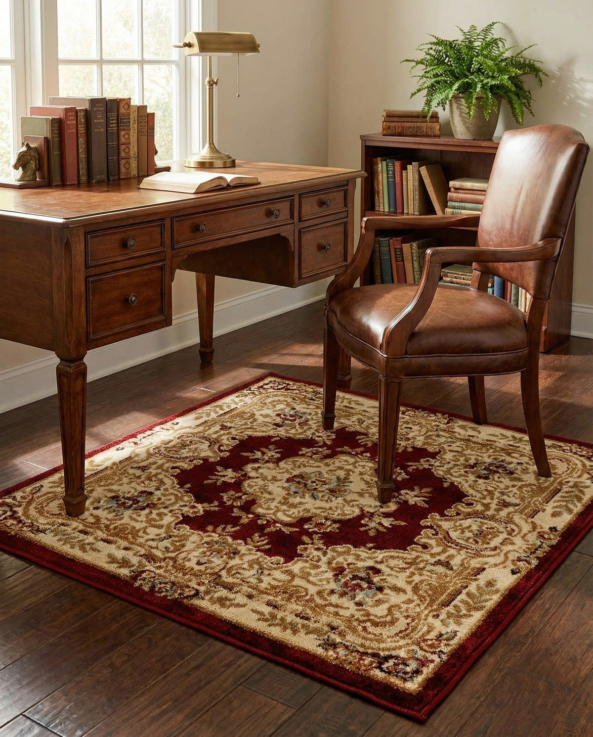 Versailles Elegance Collection Area Rug -  Vincennes Square Red  lifestyle 124
