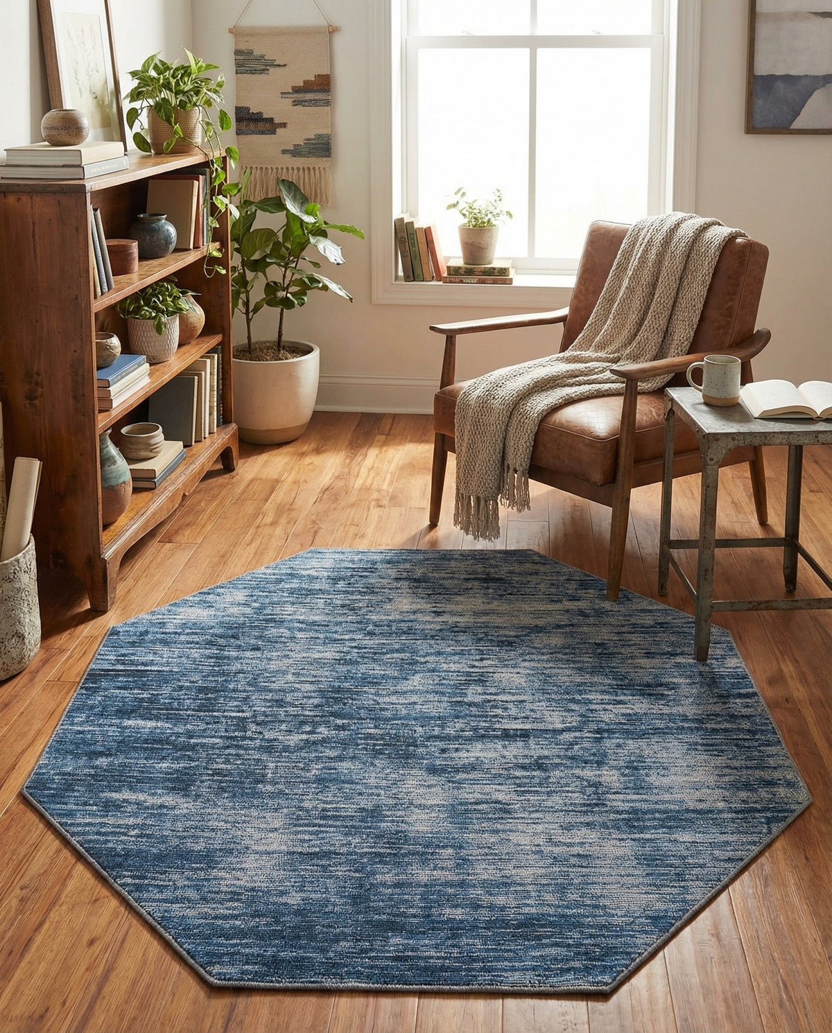 Sahara Essence Collection Area Rug - Oasis (Blue) Octagon Blue  lifestyle 92