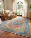 Savannah Threads Collection Area Rug - Charleston Square Orange Yellow  lifestyle 50