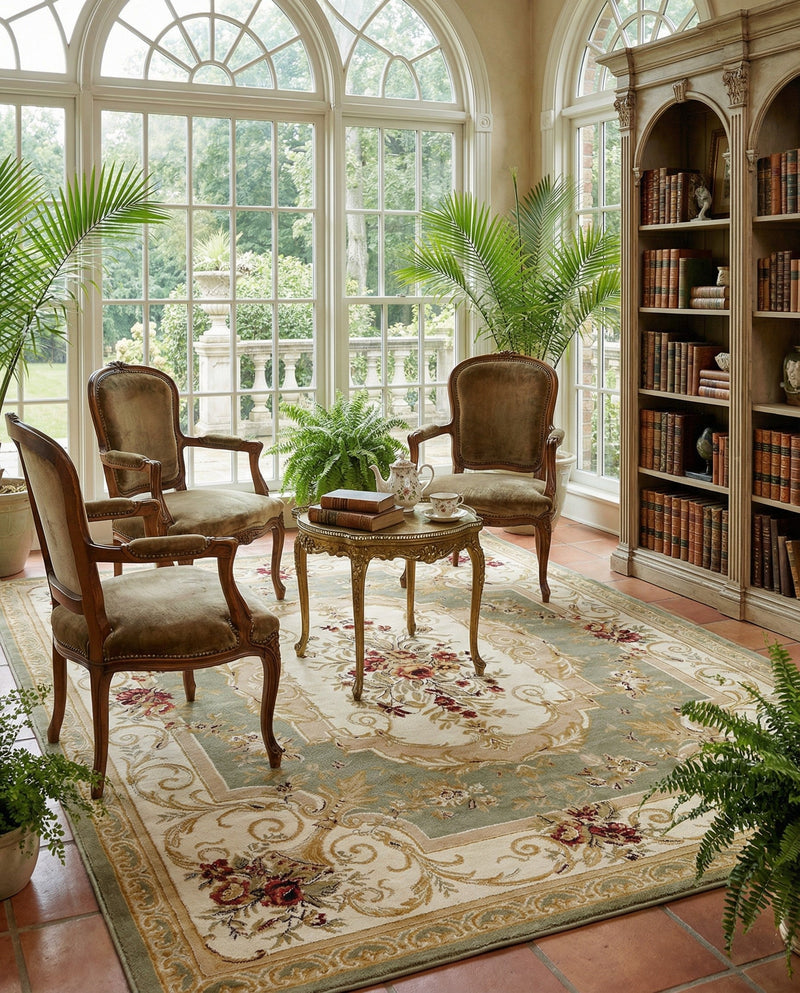 Versailles Elegance Collection Area Rug -  Louveciennes (Green) Rectangle Green  lifestyle 12