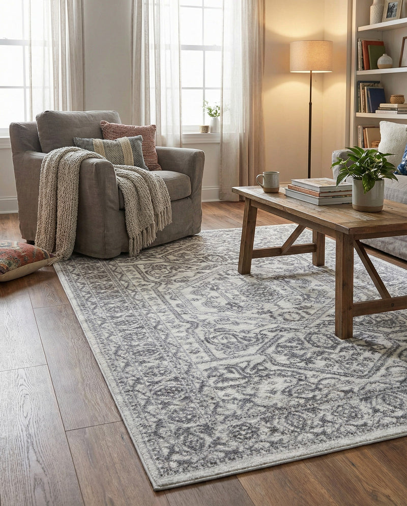 Charleston Elegance Collection Area Rug - Harborview Rectangle White  lifestyle 19