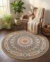 Persian Elegance Collection Area Rug -  Hamedan (Beige) Round Beige  lifestyle 27