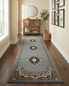 Tabriz Tapestry Collection Area Rug - Azerbaijan (Gray) Runner Gray  lifestyle 34