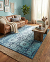 Chateau Elegance Collection Area Rug -  Louvre Rectangle Blue  lifestyle 77