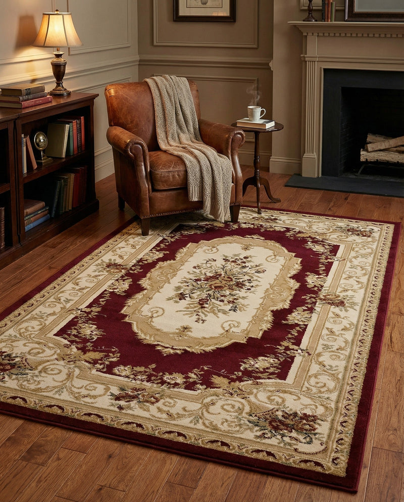 Versailles Elegance Collection Area Rug -  Louveciennes (Red) Rectangle Red  lifestyle 30