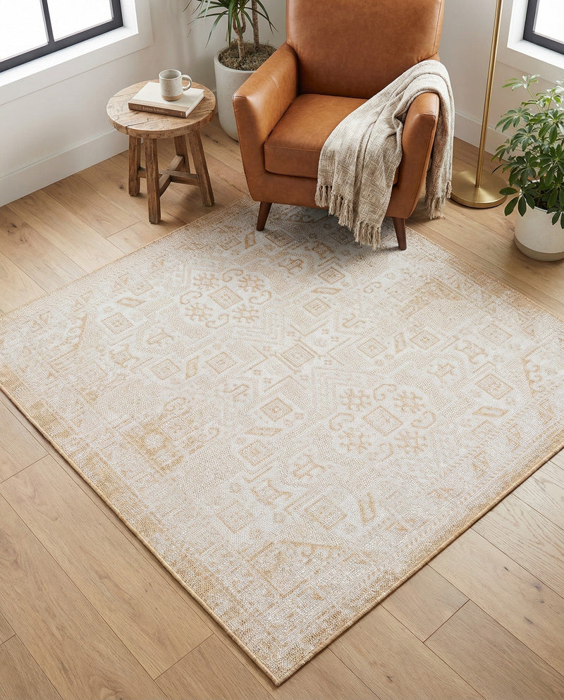 Tribal Terrace Treasures Collection Area Rug - Mayan Marina (Natural) Square Natural  lifestyle 48
