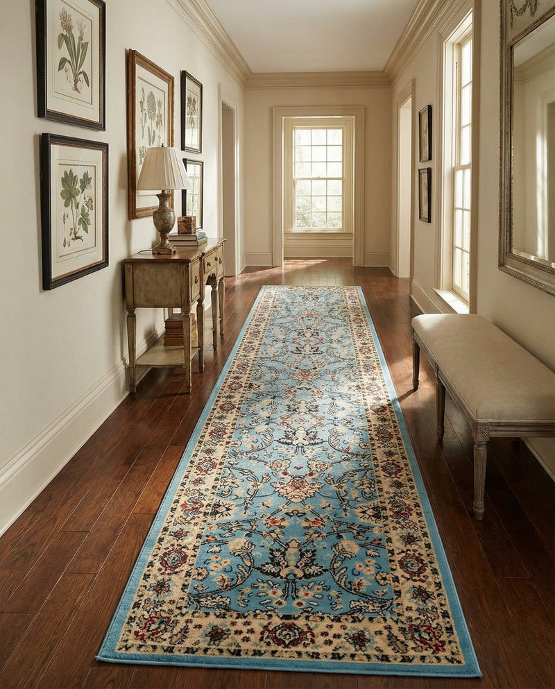 Isfahan Elegance Collection Area Rug - Naghsh-e Jahan (Light Blue) Runner Light Blue  lifestyle 52