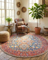 Heritage Elegance Collection Area Rug -  Hearst Round Navy Blue  lifestyle 45