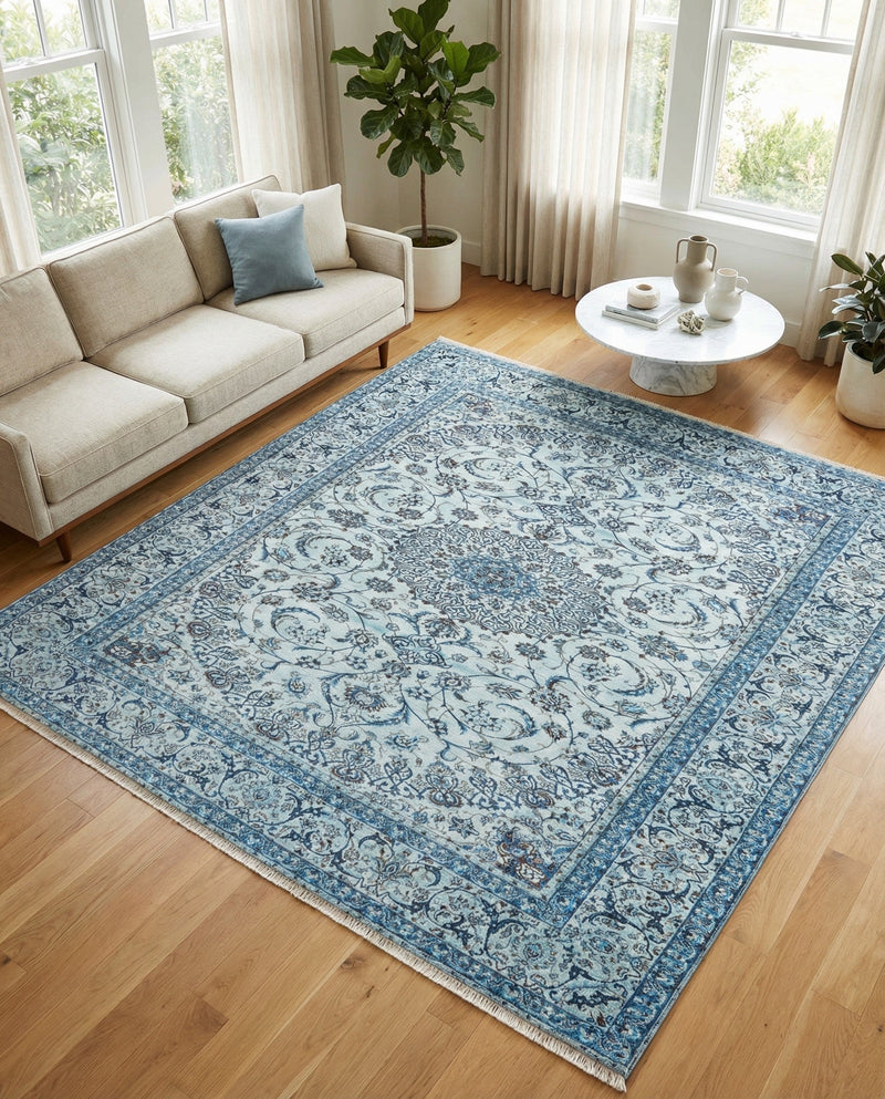 Bazaar Chic Collection Area Rug -  El Jadida Square Blue  lifestyle 49