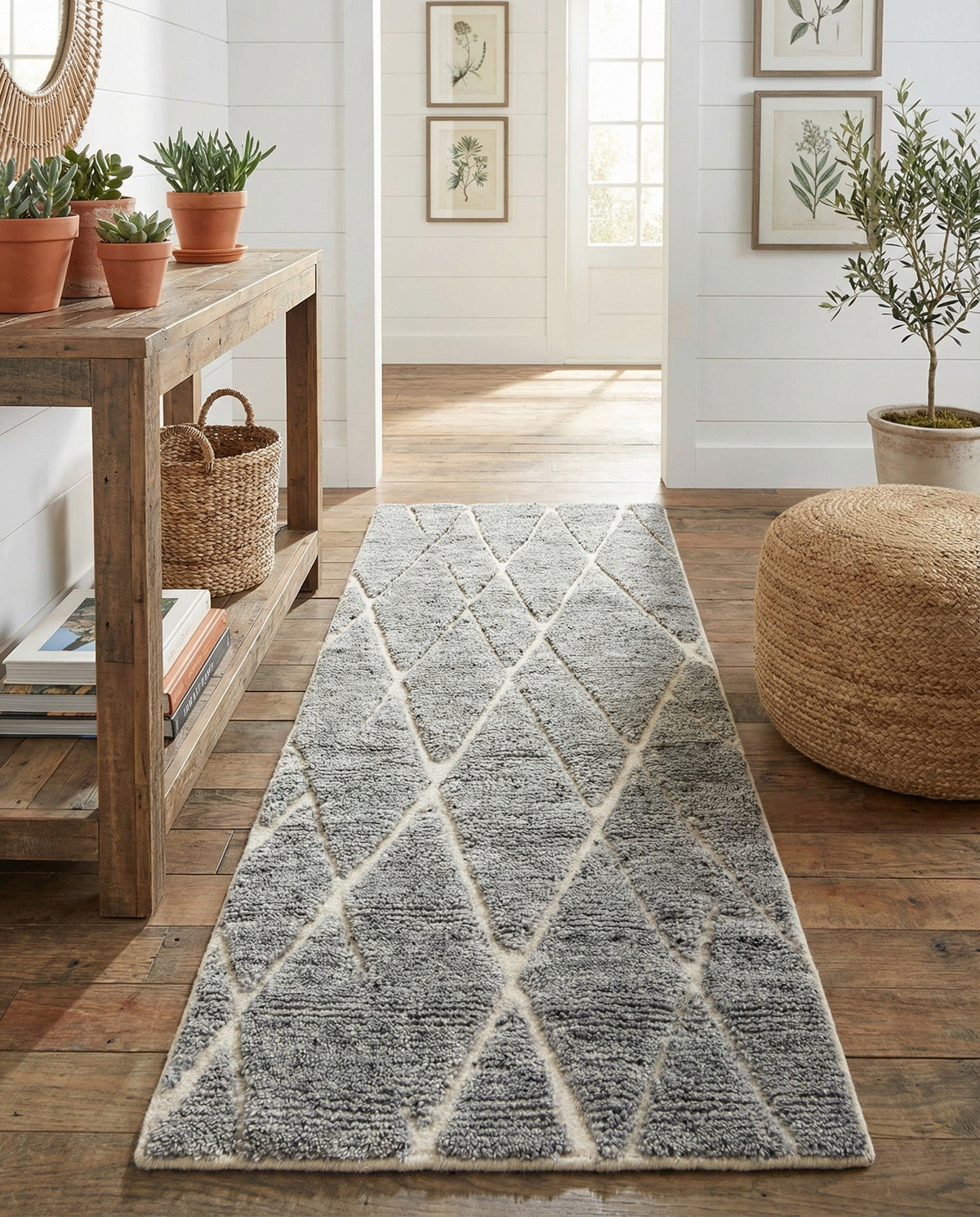 Sahara Berber Wool Collection Area Rug - Marrakesh Runner Silver Gray  lifestyle 130