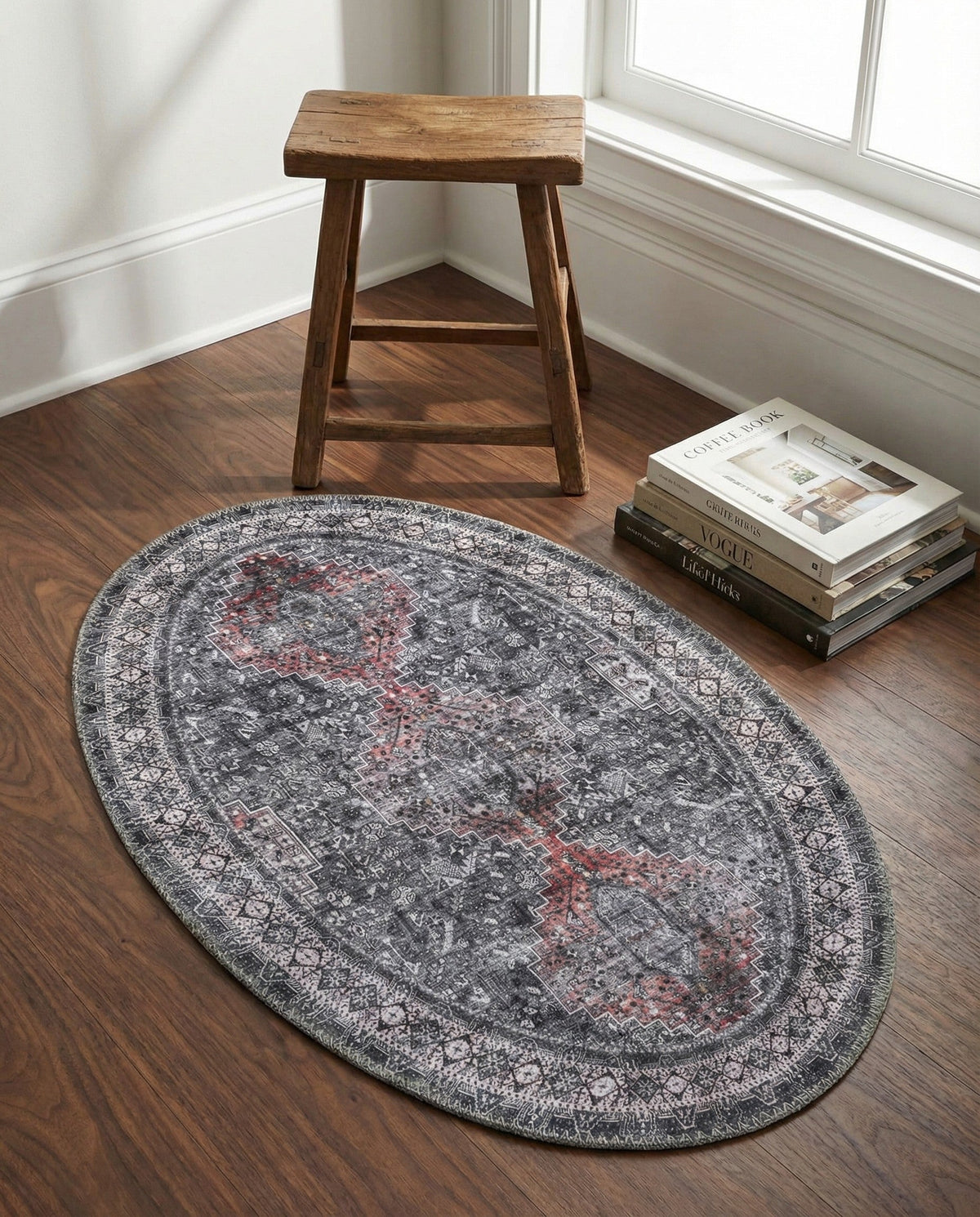 Heritage Elegance Collection Area Rug -  Uffizi Oval Gray  lifestyle 124