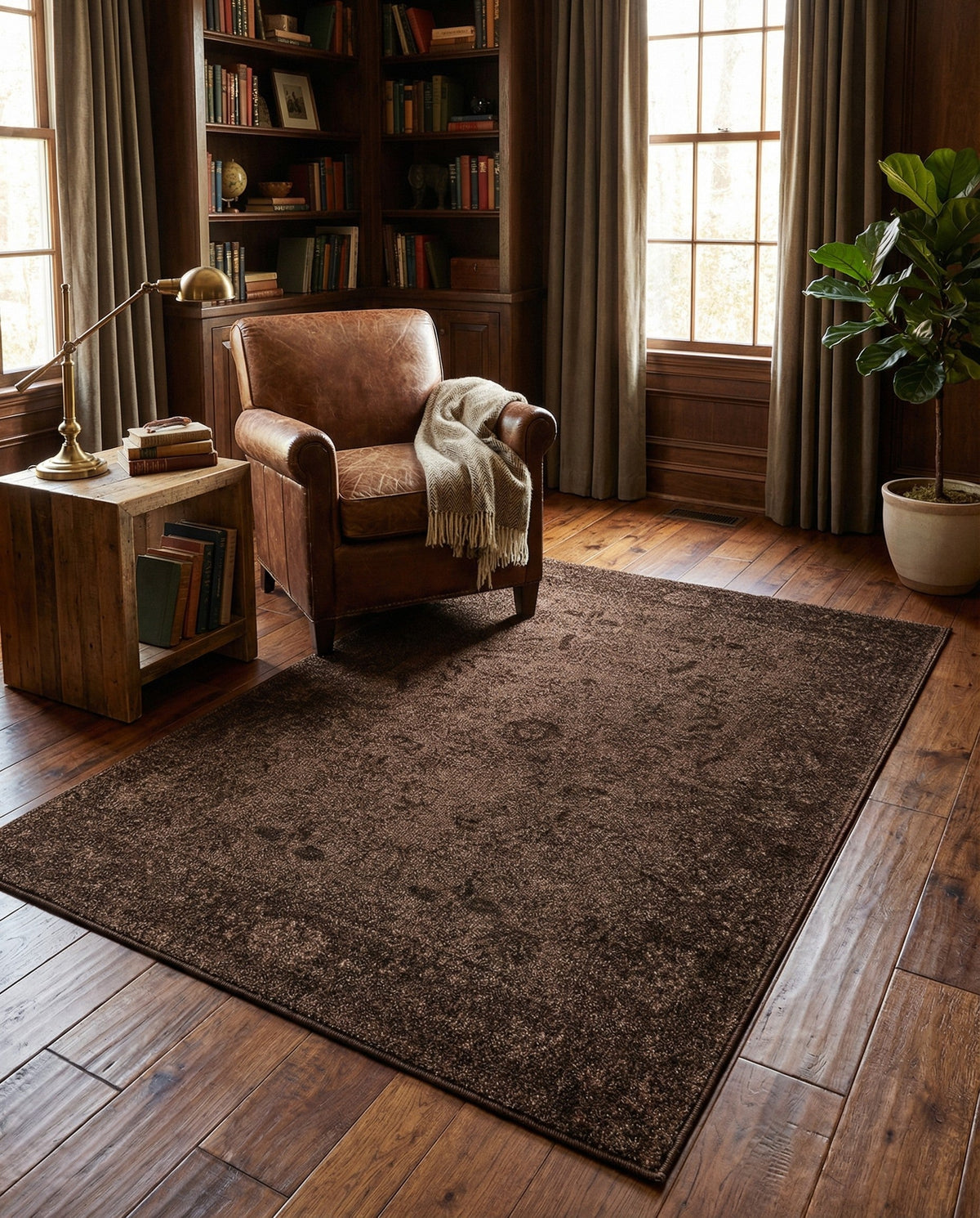 Horizon Collection Area Rug -  Apex (Brown) Rectangle Brown  lifestyle 12