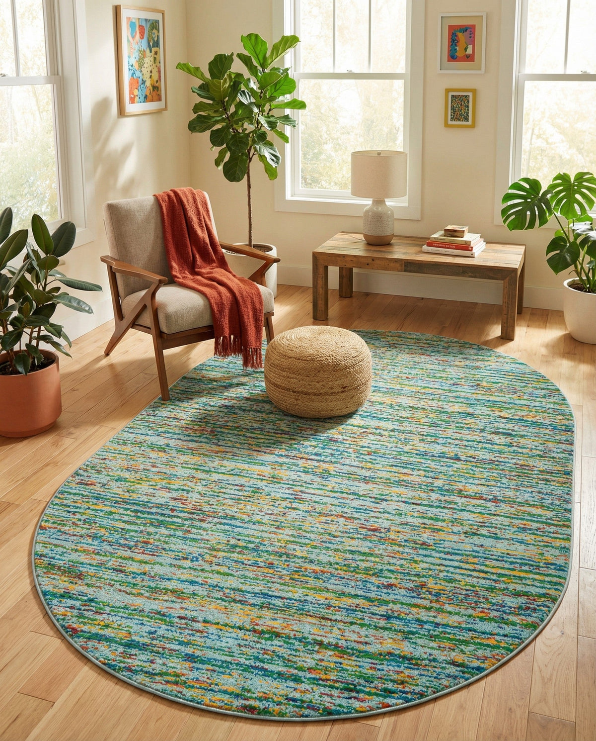 Caribbean Cove Collection Area Rug -  Lucia Oval Aqua  lifestyle 132