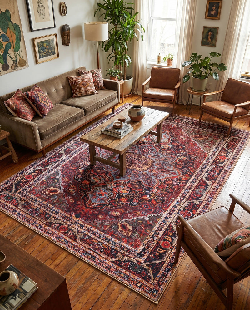 Heritage Elegance Collection Area Rug -  Schonbrunn Rectangle Burgundy  lifestyle 11