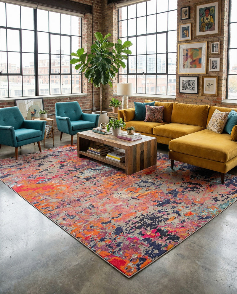 Colorburst Oasis Collection Area Rug -  Prism Rectangle Multi  lifestyle 17