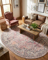 Vintage Memories Collection Area Rug - Echoes Oval Beige pink  lifestyle 63