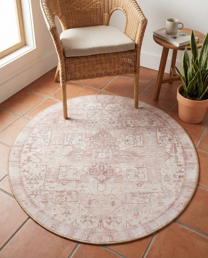 Heritage Elegance Collection Area Rug -  Windsor (Beige) Round Beige  lifestyle 41