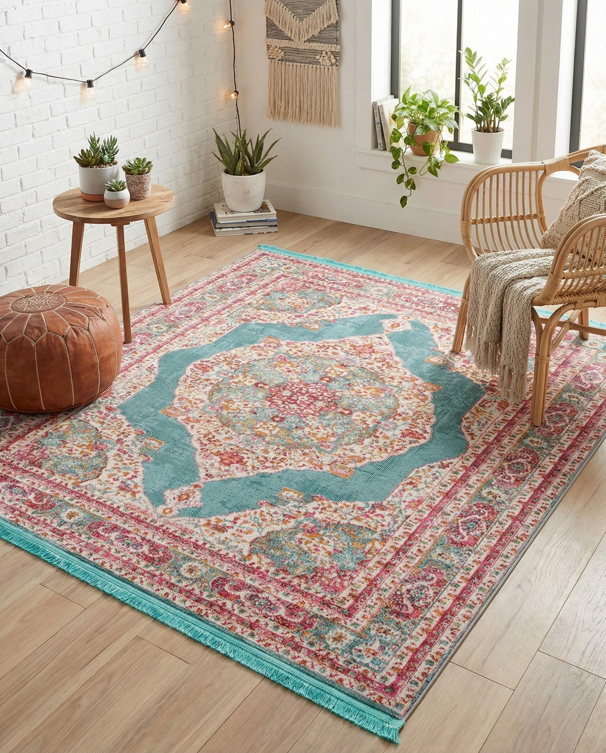 Caribbean Breeze Collection Area Rug -  Windward Square Turquoise  lifestyle 159