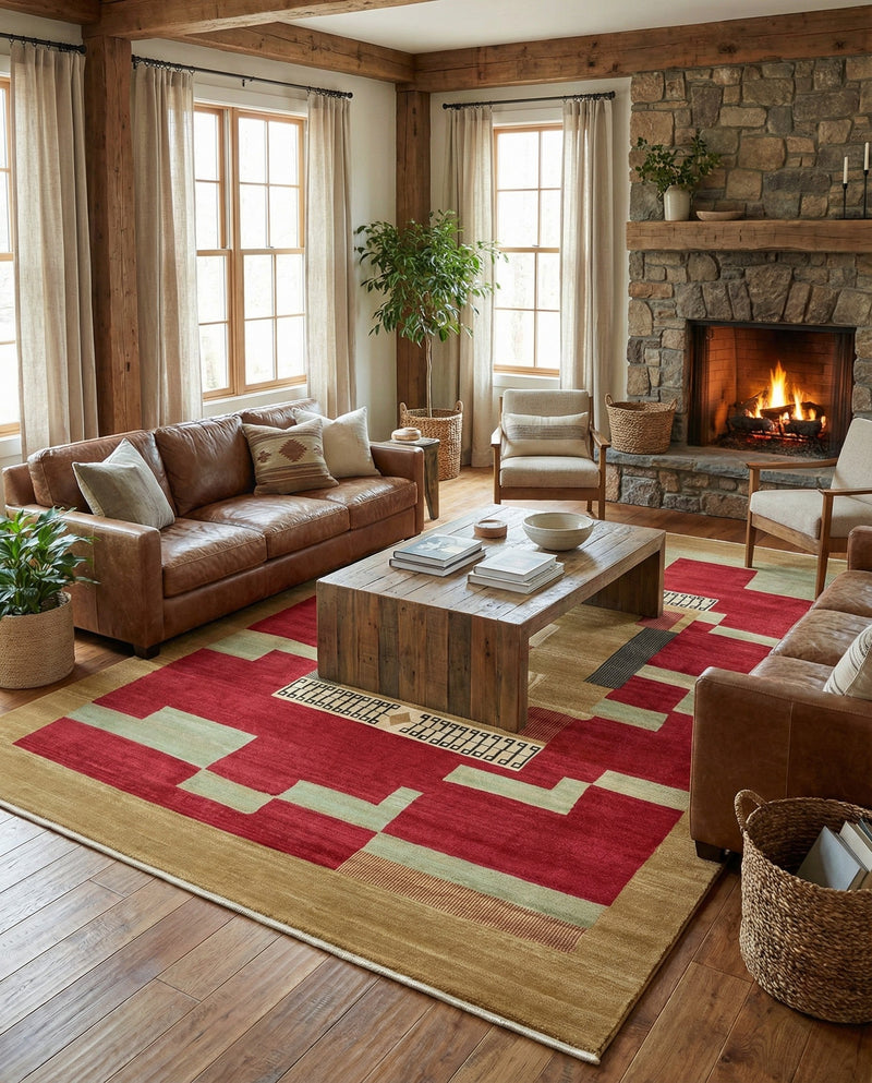 Zagros Oasis Collection Area Rug -  Izeh Rectangle Rust Red  lifestyle 7