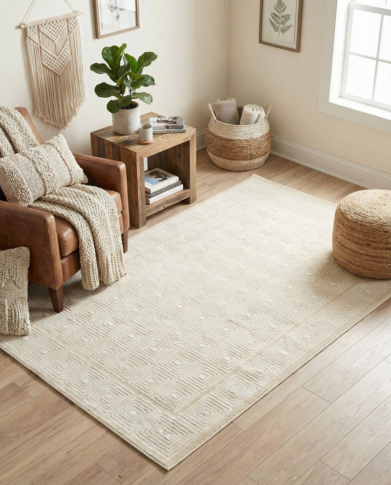 Aravalli Collection Area Rug -  Jaipur Rectangle Ivory White  lifestyle 45