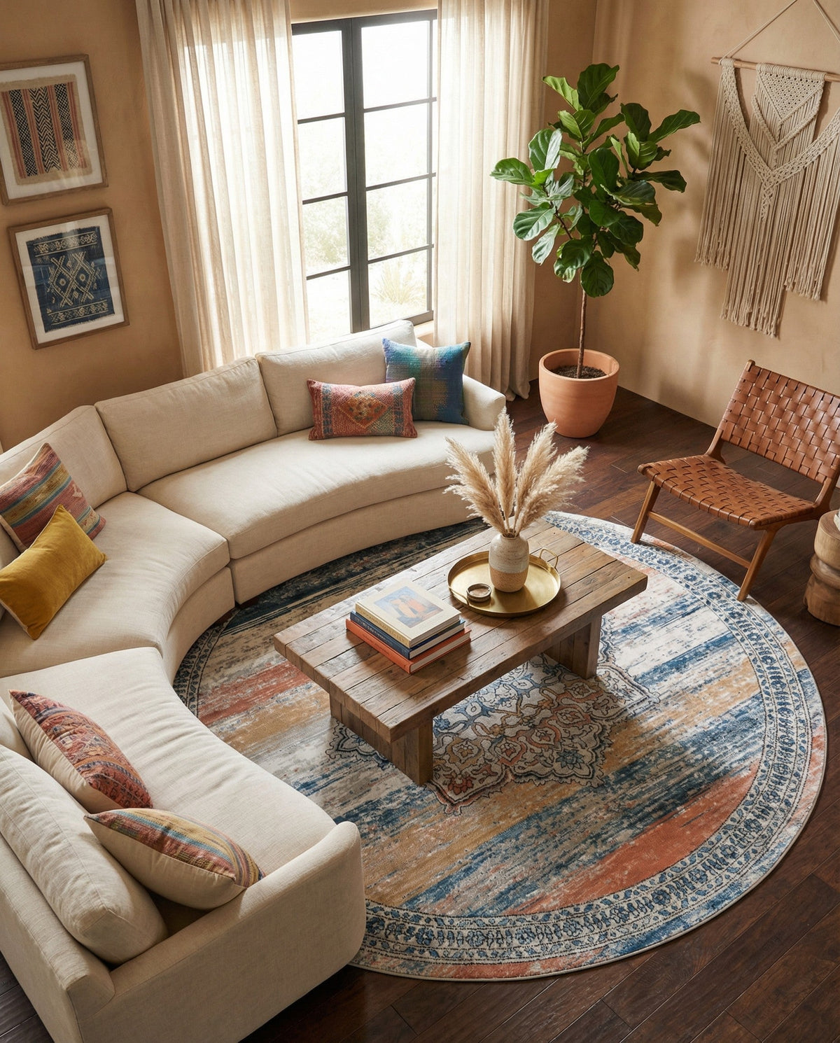 Mykonos Manor Collection Area Rug -  Tinos (Multi) Round Multi  lifestyle 82