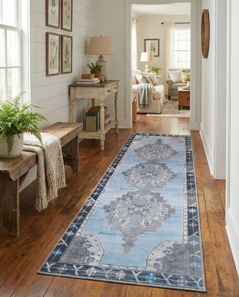 Heritage Elegance Collection Area Rug -  Winterthur (Blue Gray) Runner Blue Gray  lifestyle 57