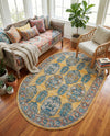Seville Stripes Collection Area Rug -  Granada (Yellow) Oval Yellow  lifestyle 73