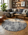 Riviera Elegance Collection Area Rug -  Grasse Round Dark Gray  lifestyle 56