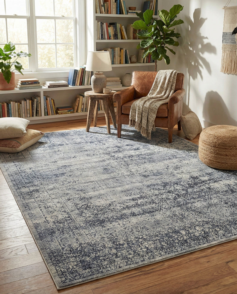Coastal Manor Collection Area Rug -  Marina Rectangle Blue Gray  lifestyle 42