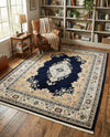 Persian Elegance Collection Area Rug - Isfahan Rectangle Navy Blue  lifestyle 18