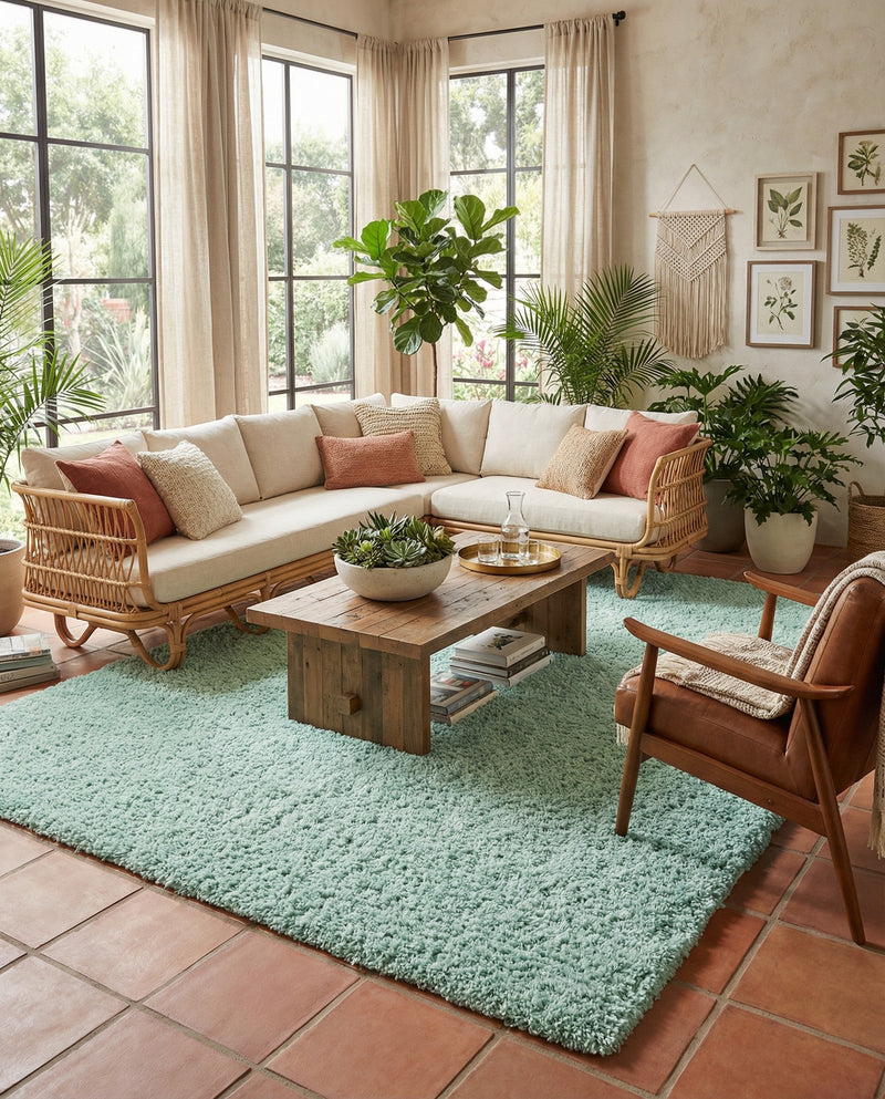 Eternal Plush Oasis Collection Area Rug -  Tranquility (Cyan) Rectangle Cyan  lifestyle 14